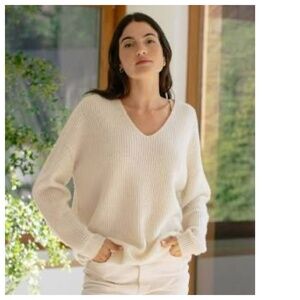 Jenni Kayne Cream V-Neck Sweater